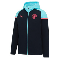 PUMA Manchester City Casual Trainingspak 2023-2024 Kids Donkerblauw Lichtblauw Roze