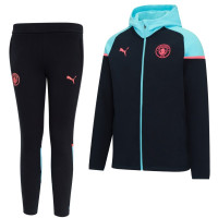PUMA Manchester City Casual Trainingspak 2023-2024 Kids Donkerblauw Lichtblauw Roze