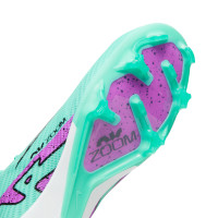Nike Zoom Mercurial Vapor 15 Elite Gazon Naturel Chaussures de Foot (FG) Turquoise Mauve Noir Blanc
