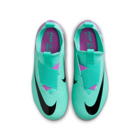 Nike Zoom Mercurial Vapor 15 Academy Sans Lacets Gazon Naturel Artificiel Chaussures de Foot (MG) Enfants Turquoise Mauve Noir