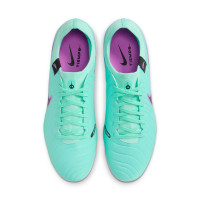Nike Tiempo Legend 10 Pro Gazon Naturel Chaussures de Foot (FG) Turquoise Noir Mauve Blanc