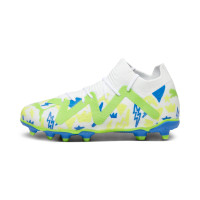 PUMA Future Match Neymar Jr. Gras / Kunstgras Voetbalschoenen (MG) Kids Wit Blauw Geel Groen