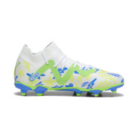 PUMA Future Match Neymar Jr. Gras / Kunstgras Voetbalschoenen (MG) Kids Wit Blauw Geel Groen