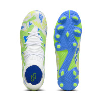 PUMA Future Match Neymar Jr. Gras / Kunstgras Voetbalschoenen (MG) Kids Wit Blauw Geel Groen