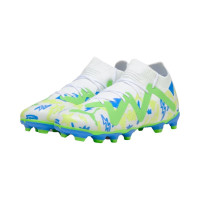 PUMA Future Match Neymar Jr. Gras / Kunstgras Voetbalschoenen (MG) Kids Wit Blauw Geel Groen