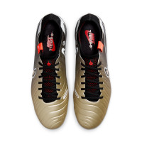 Nike Tiempo Legend 10 Elite Gazon Naturel Chaussures de Foot (FG) Doré Noir Blanc