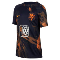 Nike Pays-Bas Pre-Match Maillot d'Entraînement 2023-2025 Enfants Bleu Foncé Orange