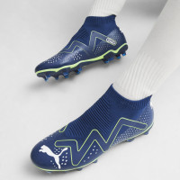 PUMA Future Match+ Sans Lacets Gazon Naturel Gazon Artificiel Chaussures de Foot (MG) Bleu Foncé Blanc Vert Vif