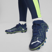 PUMA Future Match Gazon Naturel Gazon Artificiel Chaussures de Foot (MG) Femmes Bleu Foncé Blanc Vert Vif