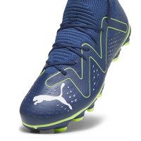 PUMA Future Match Gazon Naturel Gazon Artificiel Chaussures de Foot (MG) Enfants Bleu Foncé Blanc Vert Vif