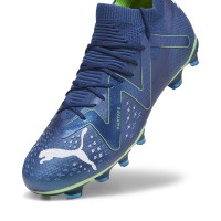PUMA Future Pro Gazon Naturel Gazon Artificiel Chaussures de Foot (MG) Bleu Foncé Blanc Vert Vif