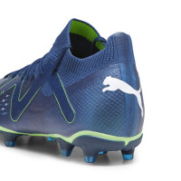 PUMA Future Pro Gazon Naturel Gazon Artificiel Chaussures de Foot (MG) Bleu Foncé Blanc Vert Vif