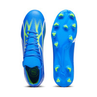 PUMA Ultra Match Gazon Naturel Gazon Artificiel Chaussures de Foot (MG) Bleu Blanc Vert Vif