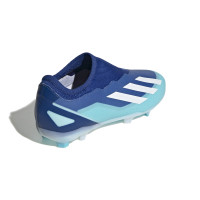 adidas X Crazyfast.3 Sans Lacets Gazon Naturel Chaussures de Foot (FG) Enfants Bleu Bleu Clair Blanc