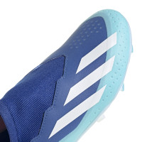 adidas X Crazyfast.3 Sans Lacets Gazon Naturel Chaussures de Foot (FG) Enfants Bleu Bleu Clair Blanc