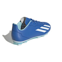 adidas X Crazyfast.4 Gazon Naturel Gazon Artificiel Chaussures de Foot (FxG) Enfants Bleu Bleu Clair Blanc