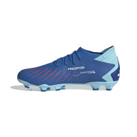 adidas Predator Accuracy.3 Gazon Naturel Chaussures de Foot (FG) Bleu Bleu Clair Blanc