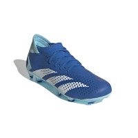 adidas Predator Accuracy.3 Gazon Naturel Chaussures de Foot (FG) Bleu Bleu Clair Blanc