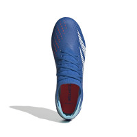 adidas Predator Accuracy.3 Gazon Naturel Chaussures de Foot (FG) Bleu Bleu Clair Blanc