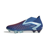 adidas Predator Accuracy+ Sans Lacets Gazon Naturel Chaussures de Foot (FG) Bleu Bleu Clair Blanc