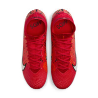 Nike Zoom Mercurial Superfly 9 Elite MDS Gazon Naturel Chaussures de Foot (SG) Anti-Clog Rouge Vif Orange Noir Blanc
