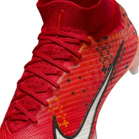 Nike Zoom Mercurial Superfly 9 Elite MDS Gazon Naturel Chaussures de Foot (SG) Anti-Clog Rouge Vif Orange Noir Blanc