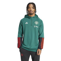 adidas Manchester United Trainingspak Hooded 2023-2024 Groen Zwart Rood