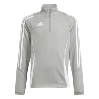 adidas Tiro 24 Trainingstrui 1/4-Zip Kids Lichtgrijs Wit