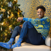 Pull de Noël KVC Westerlo bleu jaune