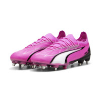 PUMA Ultra Ultimate Crampons Vissés Chaussures de Foot (SG) Rose Blanc Noir