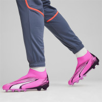 PUMA Ultra Match+ Sans Lacets Gazon Naturel Gazon Artificiel Chaussures de Foot (MG) Rose Blanc Noir