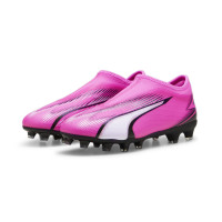 PUMA Ultra Match Sans Lacets Gazon Naturel Gazon Artificiel Chaussures de Foot (MG) Enfants Rose Blanc Noir