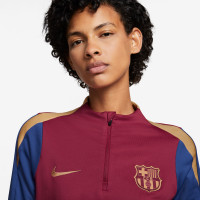 Nike FC Barcelone Strike Haut d'Entraînement 2023-2024 Femmes Bordeaux Bleu Foncé Doré
