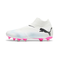 PUMA Future 7 Match+ Sans Lacets Gazon Naturel Gazon Artificiel Chaussures de Foot (MG) Blanc Rose Noir