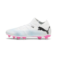 PUMA Future 7 Match Gazon Naturel Gazon Artificiel Chaussures de Foot (MG) Blanc Rose Noir