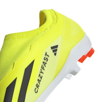 adidas X Crazyfast League Sans Lacets Gazon Naturel Chaussures de Foot (FG) Jaune Vif Noir Blanc
