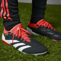 adidas Predator Elite Gazon Naturel Chaussures de Foot (FG) Noir Blanc Rouge Vif