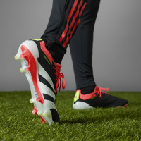 adidas Predator Elite Gazon Naturel Chaussures de Foot (FG) Noir Blanc Rouge Vif