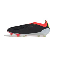 adidas Predator Elite Sans Lacets Gazon Naturel Chaussures de Foot (FG) Noir Blanc Rouge Vif