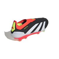 adidas Predator Elite Sans Lacets Gazon Naturel Chaussures de Foot (FG) Noir Blanc Rouge Vif