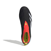 adidas Predator Elite Sans Lacets Gazon Naturel Chaussures de Foot (FG) Noir Blanc Rouge Vif