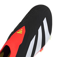 adidas Predator Elite Sans Lacets Gazon Naturel Chaussures de Foot (FG) Noir Blanc Rouge Vif