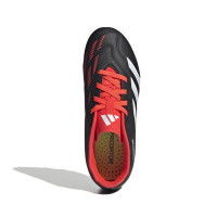 adidas Predator Club Gazon Naturel Gazon Artificiel Chaussures de Foot (MG) Enfants Noir Blanc Rouge Vif