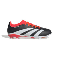 adidas Predator League Gazon Naturel Chaussures de Foot (FG) Enfants Noir Blanc Rouge Vif