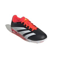 adidas Predator League Gazon Naturel Chaussures de Foot (FG) Enfants Noir Blanc Rouge Vif