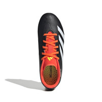 adidas Predator League Gazon Naturel Chaussures de Foot (FG) Enfants Noir Blanc Rouge Vif