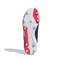 adidas Predator League Gazon Naturel Chaussures de Foot (FG) Enfants Noir Blanc Rouge Vif