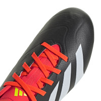 adidas Predator League Gazon Naturel Chaussures de Foot (FG) Enfants Noir Blanc Rouge Vif