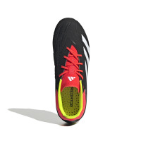 adidas Predator Elite Gazon Naturel Chaussures de Foot (FG) Enfants Noir Blanc Rouge Vif