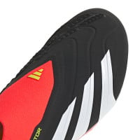 adidas Predator Elite Sans Lacets Gazon Naturel Chaussures de Foot (FG) Enfants Noir Blanc Rouge Vif